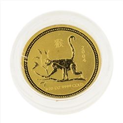 2004 $5 Australia 1/20 oz Lunar Year of the Monkey Gold Coin