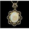 Image 1 : 14KT Yellow Gold 7.65ct Opal and Diamond Pendant with Chain