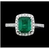 Image 1 : Platinum 1.99ct Emerald and Diamond Ring