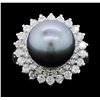 Image 1 : 14KT White Gold Pearl and Diamond Ring