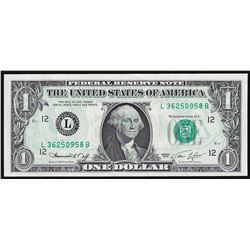 1974 $1 Federal Reserve Note Full Offset ERROR