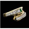 Image 2 : 14KT Yellow Gold Emerald and Diamond Ring