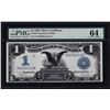 Image 1 : 1899 $1 Black Eagle Silver Certificate Note PMG Choice Uncirculated 64