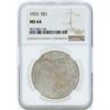 Image 1 : 1923 $1 Peace Silver Dollar Coin NGC MS64