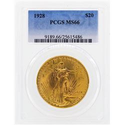 1928 $20 St. Gaudens Double Eagle Gold Coin PCGS MS66