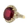 Image 2 : 14KT Yellow Gold 9.30ct Ruby and Diamond Ring