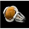 Image 2 : 14KT White Gold 4.19ct Opal and Diamond Ring
