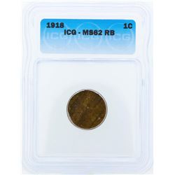 1918 Lincoln Wheat Penny ICG MS62RB