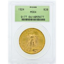 1924 $20 St. Gaudens Double Eagle Gold Coin PCGS MS64