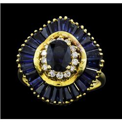 18KT Yellow Gold 2.75ctw. Natural Blue Sapphire and Diamond Ring