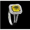 Image 4 : Platinum 2.01ct Yellow Sapphire and Diamond Ring