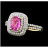 Image 2 : 14KT Yellow Gold 1.35ct Pink Sapphire and Diamond Ring