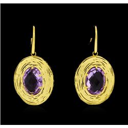 14KT Yellow Gold Ladies Amethyst Dangle Earrings