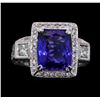 Image 1 : 14KT White Gold 5.20ct Tanzanite and Diamond Ring