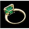 Image 3 : 14KT Yellow Gold 3.02ct Emerald and Diamond Ring
