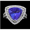 Image 1 : Platinum 5.80ct Tanzanite and Diamond Ring