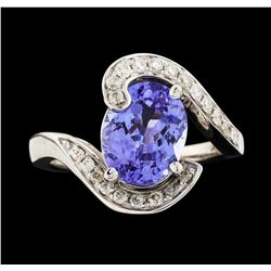 14KT White Gold 3.17ct Tanzanite and Diamond Ring