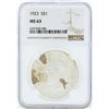 Image 1 : 1923 $1 Peace Silver Dollar Coin NGC MS63
