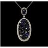 Image 1 : 14KT White Gold 3.41ctw Sapphire and Diamond Pendant with Chain