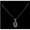 Image 2 : 14KT White Gold 3.41ctw Sapphire and Diamond Pendant with Chain