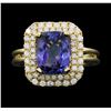 Image 1 : 14KT White Gold 3.66ct Tanzanite and Diamond Ring