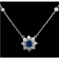 14KT White Gold 1.26ctw Fancy Blue Diamond Necklace