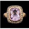 Image 1 : 14KT Rose Gold 6.70ct Amethyst and Diamond Ring