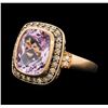 Image 2 : 14KT Rose Gold 6.70ct Amethyst and Diamond Ring