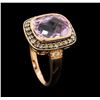 Image 4 : 14KT Rose Gold 6.70ct Amethyst and Diamond Ring