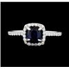 Image 1 : 18KT White Gold 0.91ct. Blue Sapphire and Diamond Ring