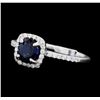 Image 2 : 18KT White Gold 0.91ct. Blue Sapphire and Diamond Ring