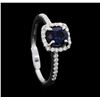Image 4 : 18KT White Gold 0.91ct. Blue Sapphire and Diamond Ring
