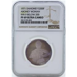 1971 Dahomey 200 Francs Proof Silver Coin NGC PF69 Ultra Cameo