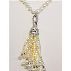 #7-STERLING SILVER FRESHWATER PEARL & CUBIC
