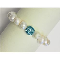 #8-STERLING SILVER FRESHWATER PEARL & CUBIC
