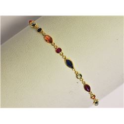 #12-18KT YELLOW GOLD MULTI-COLOUR SAPPHIRE &