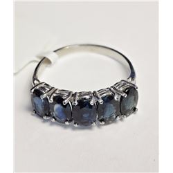 #15-10KT WHITE GOLD 5 BLUE SAPPHIRE (2.50CT) RING