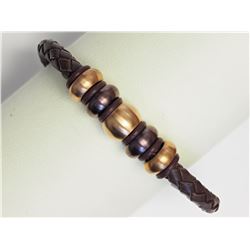 #20-STAINLESS STEEL BROWN LEATHER (8" INCHES )