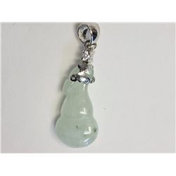 #23-STERLING SILVER JADE & CUBIC ZIRCONIA PENDANT