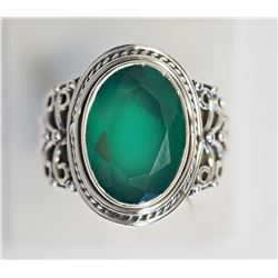 #25-STERLING SILVER GREEN AGATE (APPROX 6.00G)