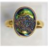 Image 1 : #28-STERLING SILVER GOLD PLATED DRUZY RING