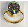 Image 2 : #28-STERLING SILVER GOLD PLATED DRUZY RING
