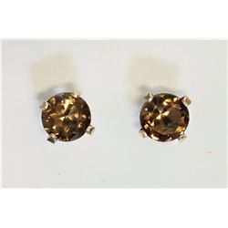 #30-STERLING SILVER SMOKEY TOPAZ (1.90CT) EARRINGS