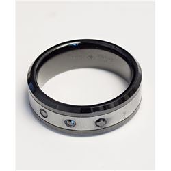 #33-TUNGSTEN 3 BLACK DIAMOND MEN'S RING