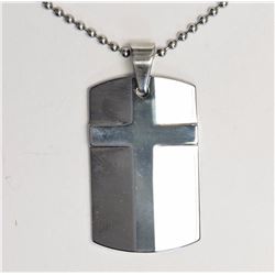 #34-MEN'S SILVER GRAY CROSS DESIGN TUNGSTEN