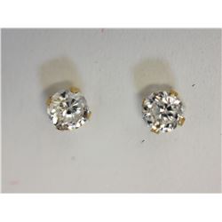 #35-14KT YELLOW GOLD CUBIC ZIRCONIA EARRINGS