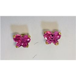 #41-14KT YELLOW GOLD PINK SAPPHIRE BUTTERFLY