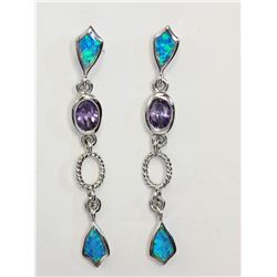 #44-STERLING SILVER AMETHYST & CREATED