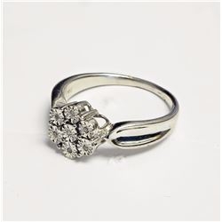 #45-STERLING SILVER 7 DIAMOND RING