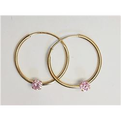 #47-10KT YELLOW GOLD PINK SAPPHIRE EARRINGS